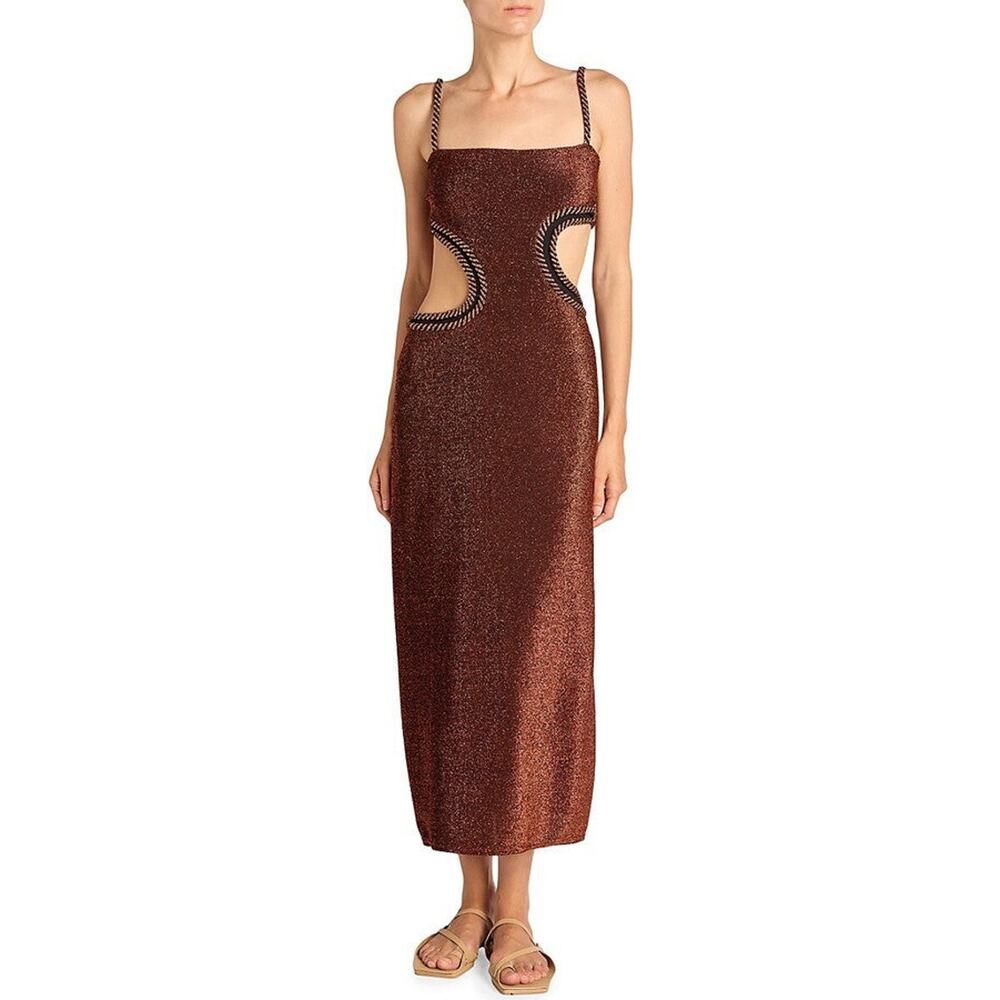 Johanna Ortiz Fabulous Festival Midi Dress - XS Bronze Metallic Cut Out - Picture 2 of 6